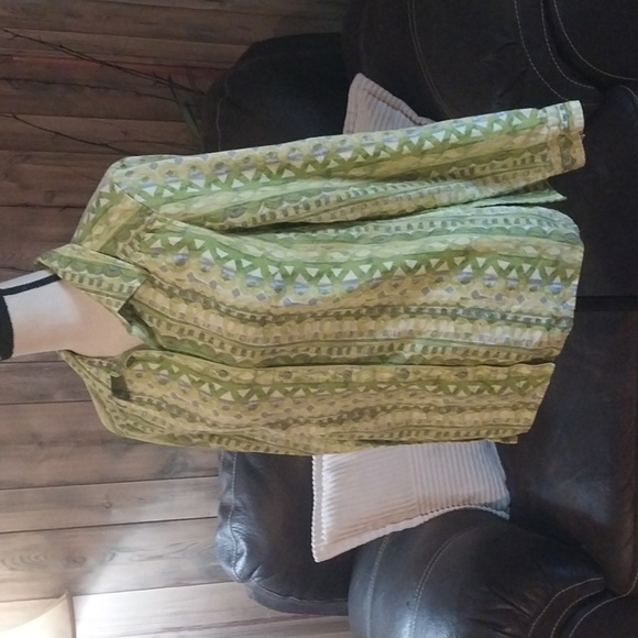 Sigrid Olsen Linen Patterned Long Sleeve Button Down Shirt Top Size M - Picture 3 of 8